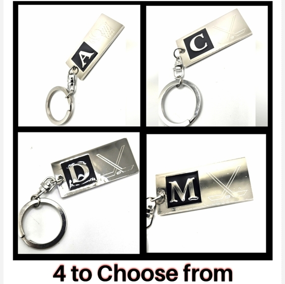 🆓️FREE ADD ON TO BUNDLE Keychain Initial A C D M Hockey Basketball NWOT - Picture 1 of 10